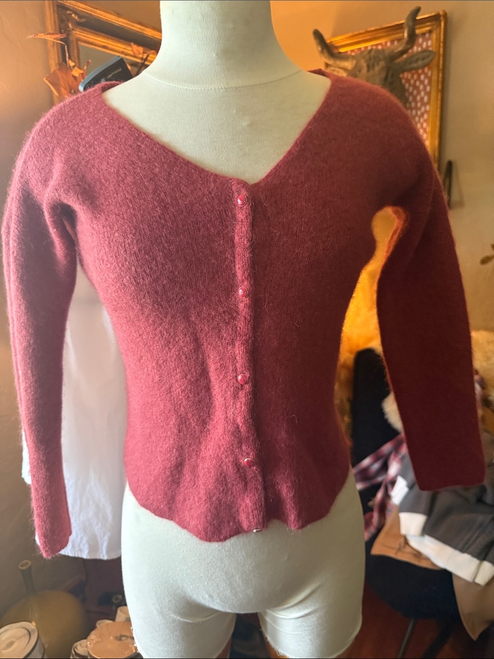 Sézane Barry Cardigan Pivoine Pink V-Neck Button Front Knit - Size S